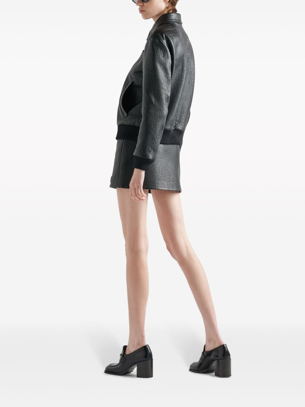 crocodile-embossed leather jacket - 3