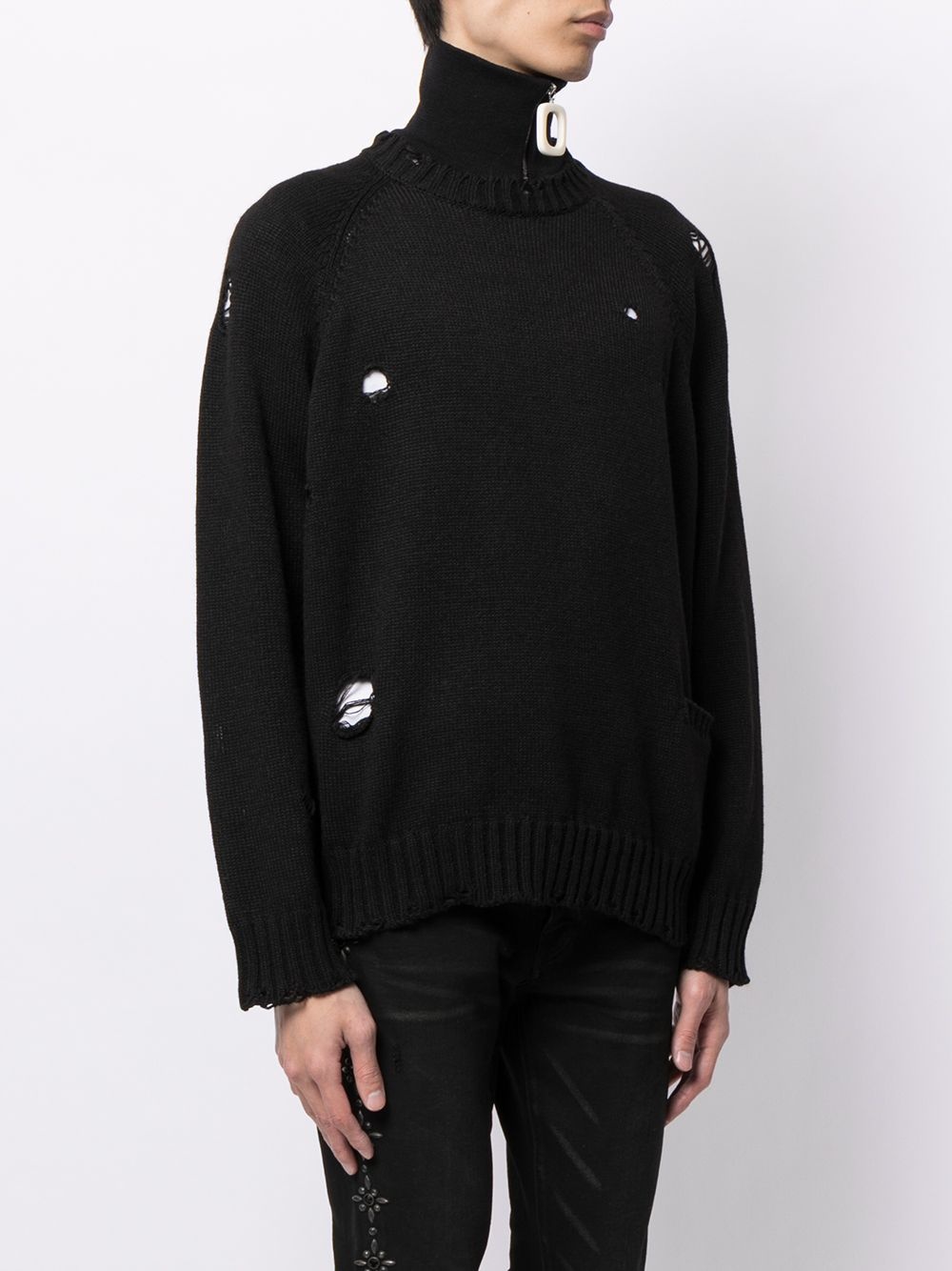 distressed-effect long-sleeve jumper - 3