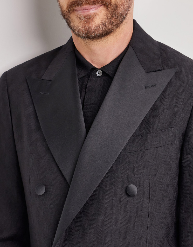 LIGHT BLUE AND BLUE SILK AND CASHMERE REGULAR-FIT OVERCHECK JACKET 47