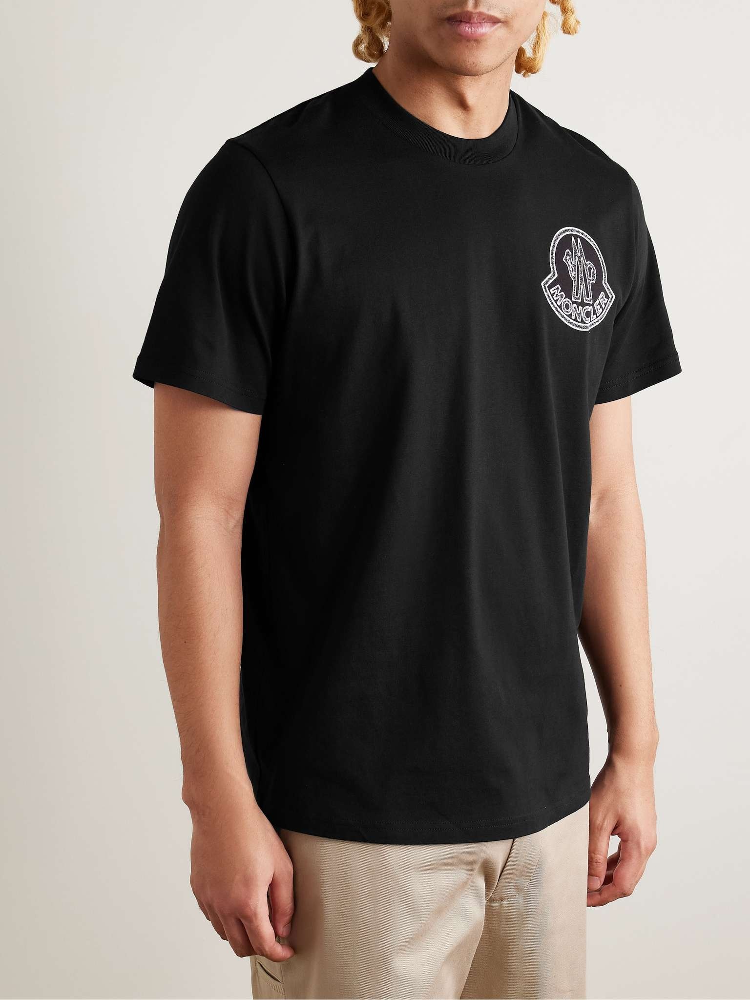 Logo-Print Appliquéd Cotton-Jersey T-Shirt - 3