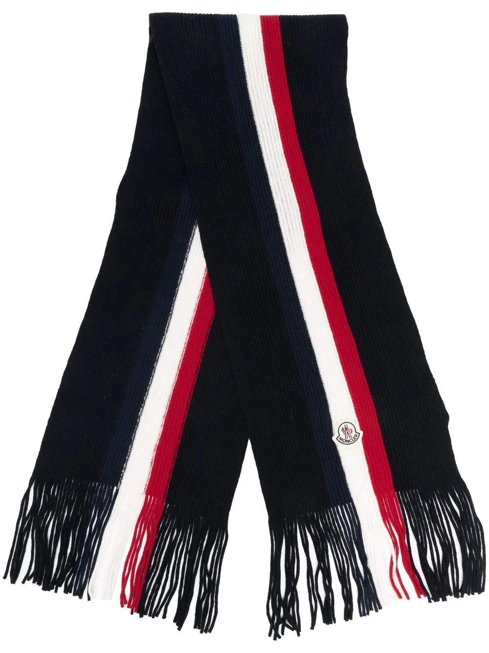 stripe-detail logo-patch scarf - 1