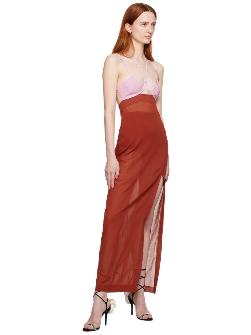NENSI DOJAKA Pink & Red Sheer Maxi Dress outlook