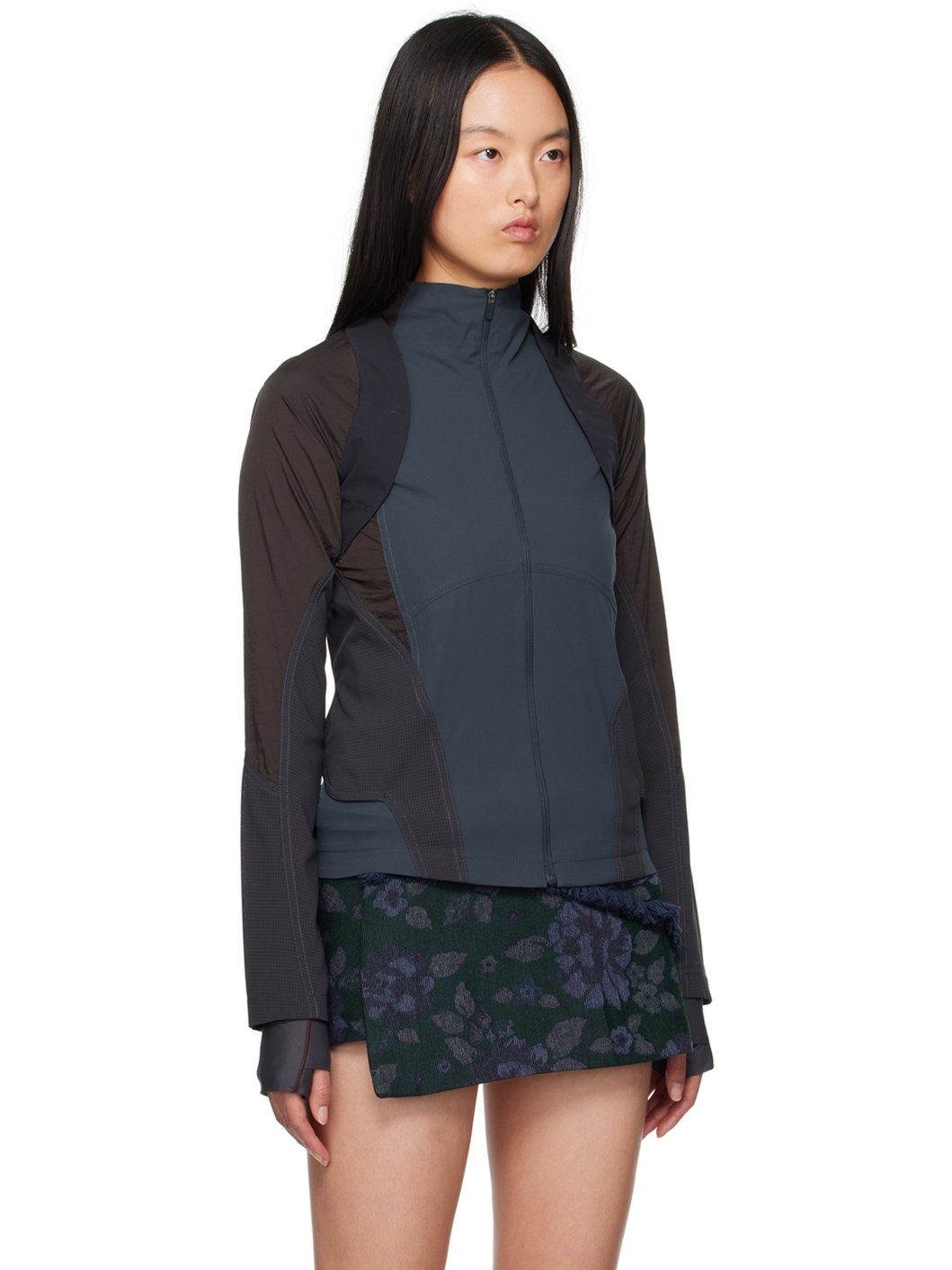 Navy Paneled Windbreaker Jacket - 2