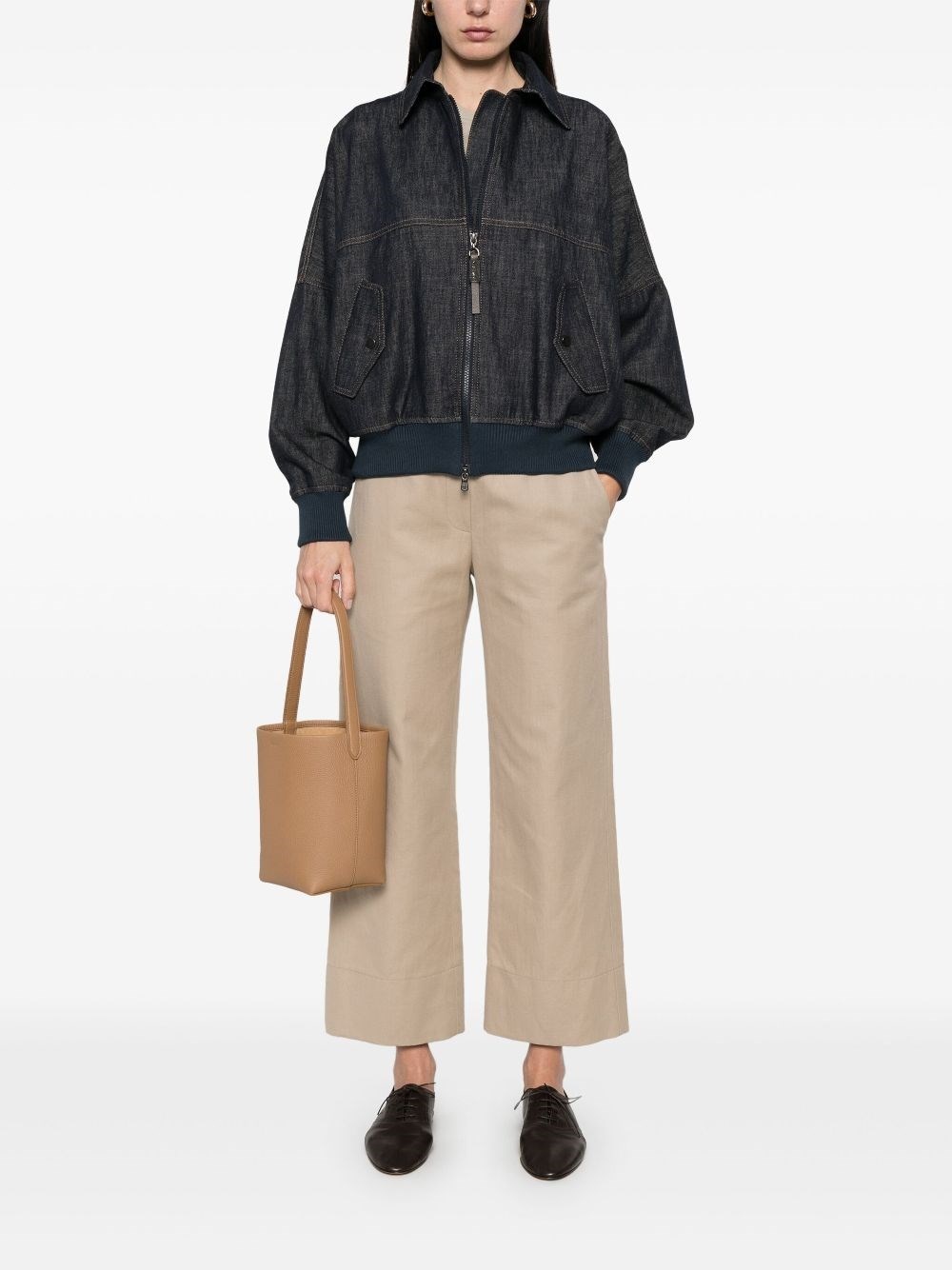 Brunello Cucinelli Denim-effect twill bomber jacket with