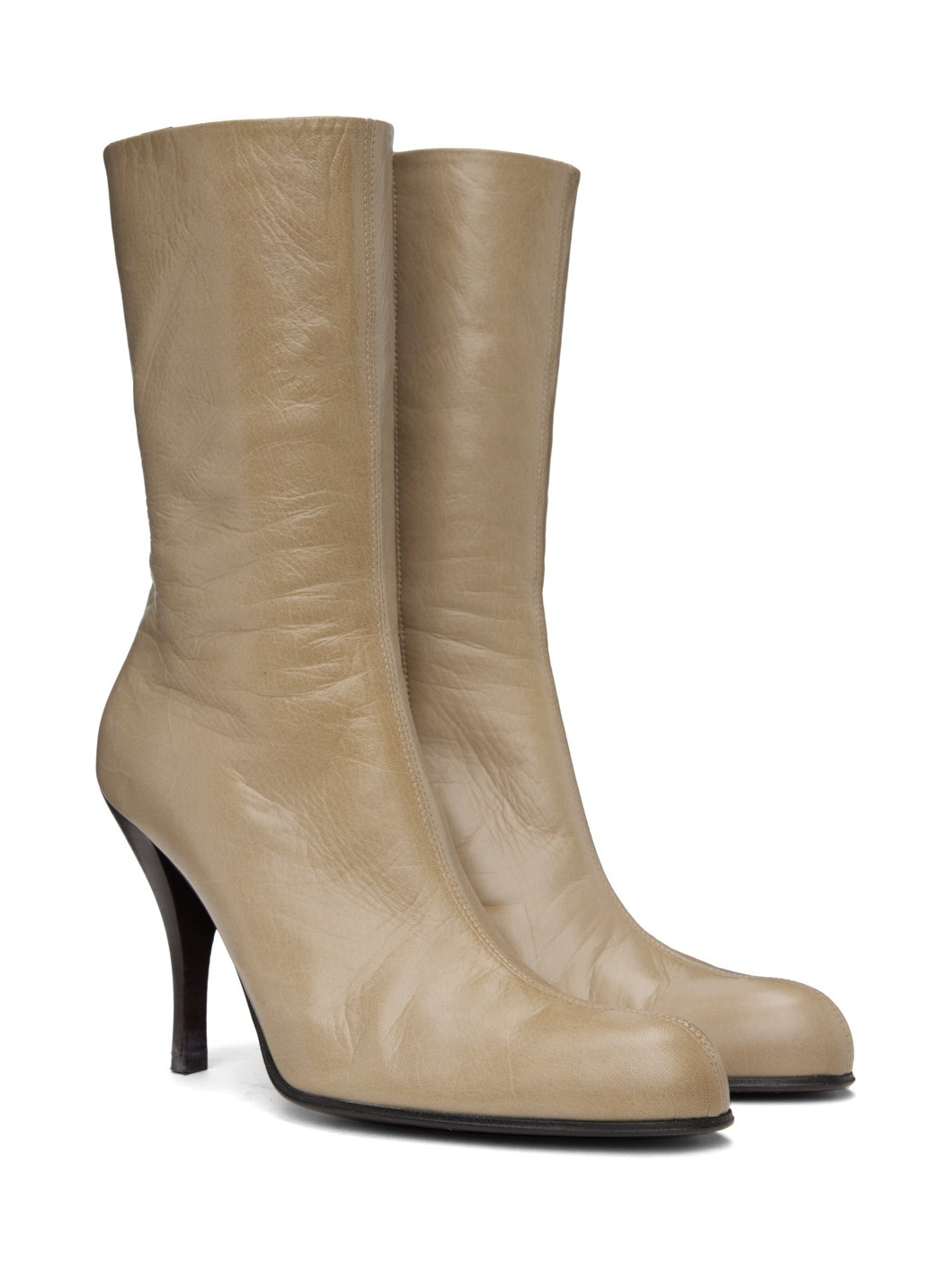 Beige Liv Natural Kid Leather Boots - 4