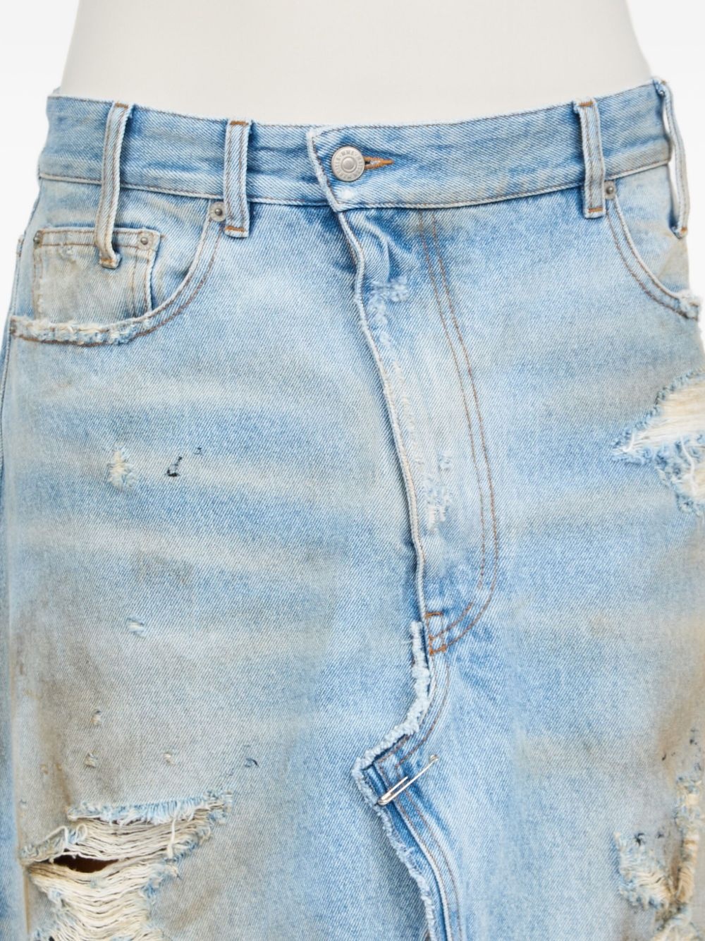 ripped-detail denim skirt - 5