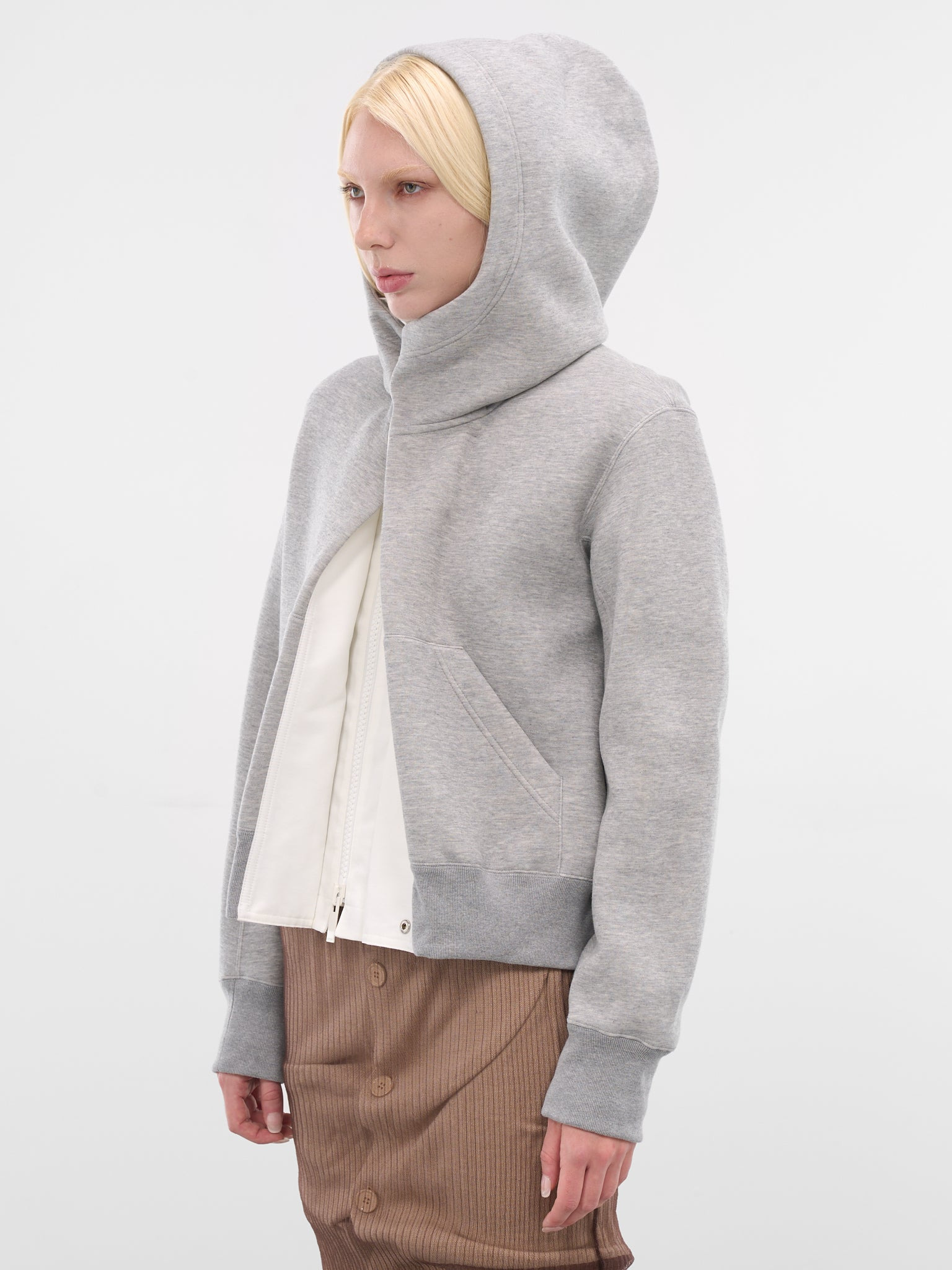 Gray Sweat-Grosgrain Zip Hoodie - 2