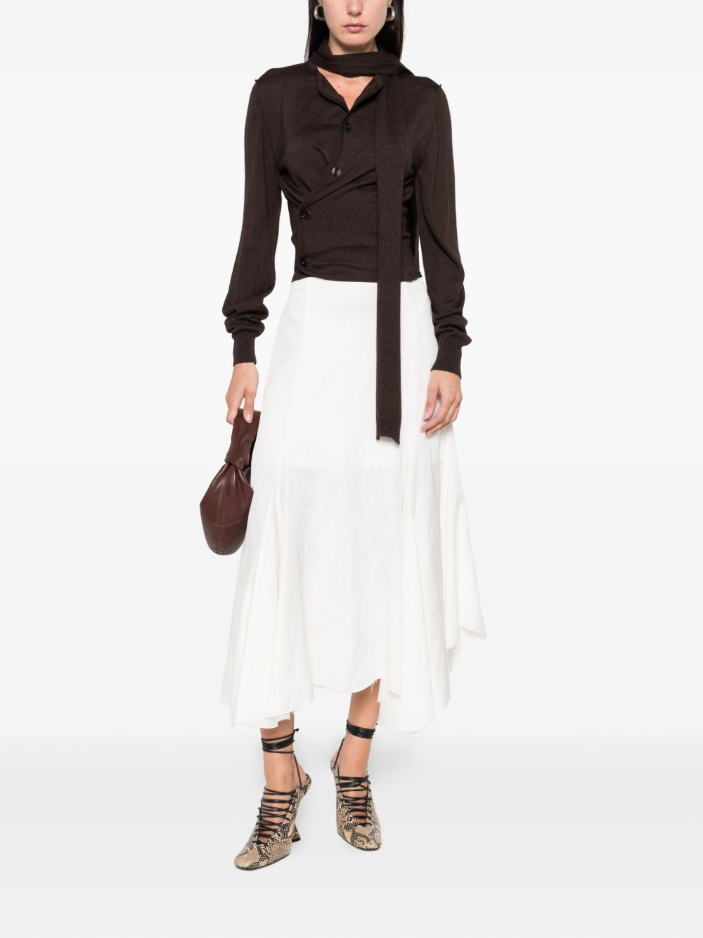 tie-neck button-detail top - 2