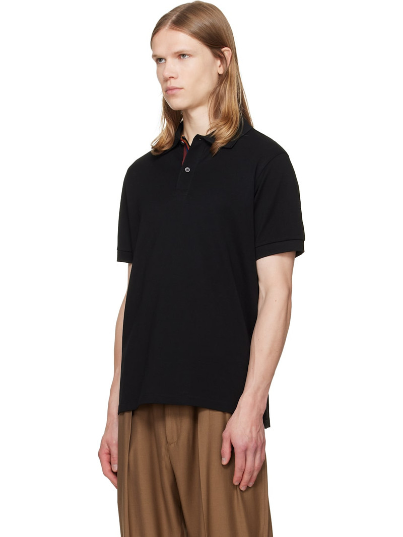 Paul Smith Black Cotton 'Artist Stripe' Placket Polo Shirt outlook