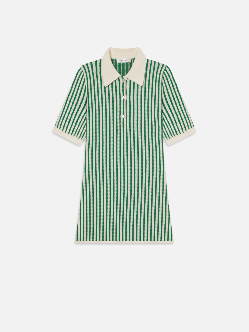 The Cable Polo Dress in Kelly Green Multi 1