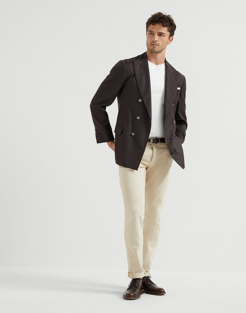 Garment-dyed slim fit trousers in comfort cotton lightweight denim 4