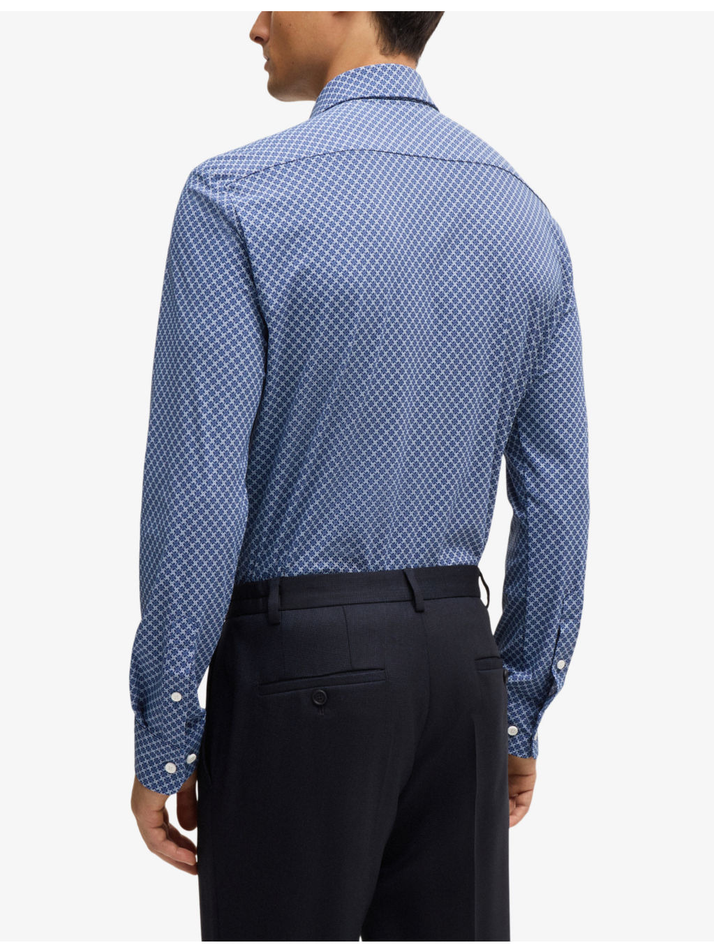 Geometric-pattern slim-fit stretch-jersey shirt - 4