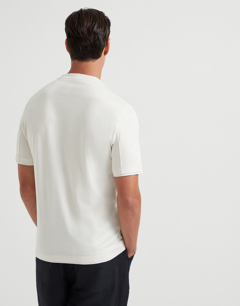 Brunello Cucinelli Cotton jersey crew neck T-shirt with faux-layering outlook