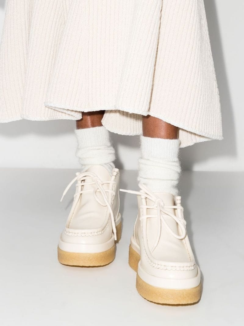 scallop-trim leather ankle boots - 5