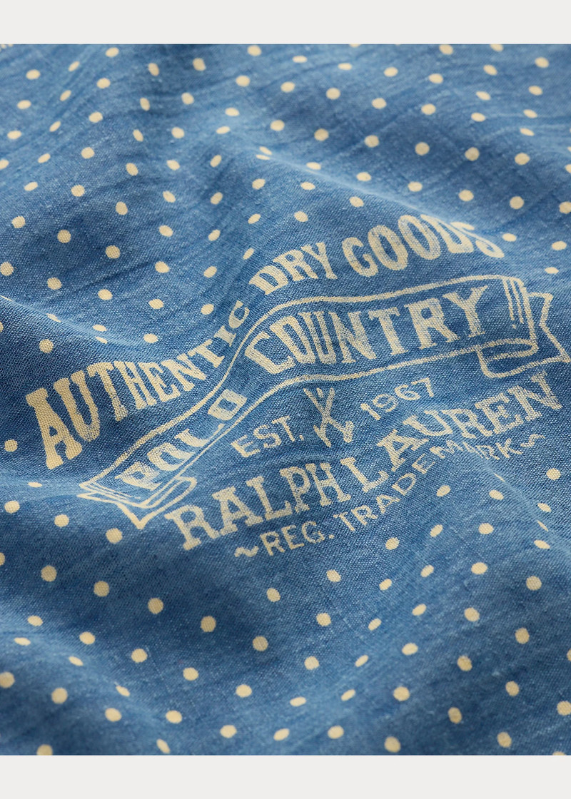 Dot-Print Indigo Linen-Blend Bandanna 3