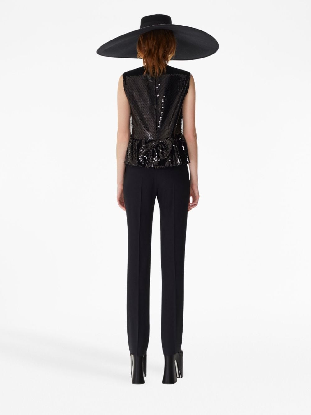sequin-embellished sleeveless peplum top - 3
