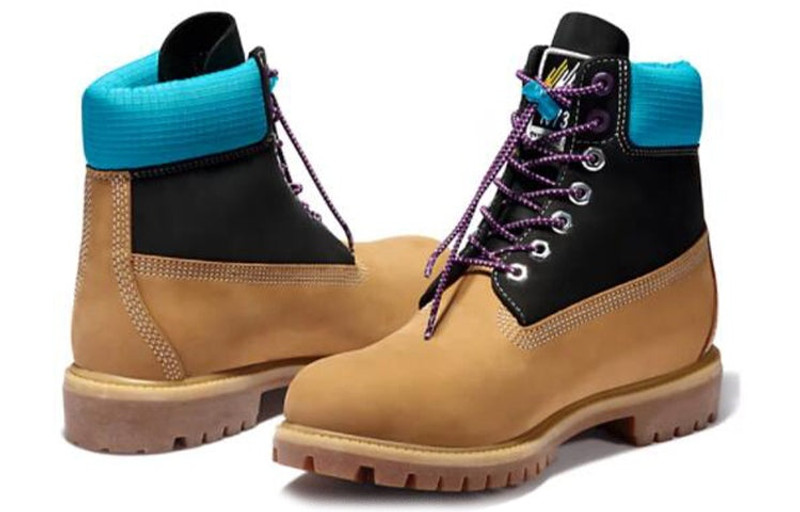 Timberland Timberland Premium 6 Inch Wide Fit Waterproof Boots 'Wheat Nubuck with Black and Blue Collar' A2N93W outlook