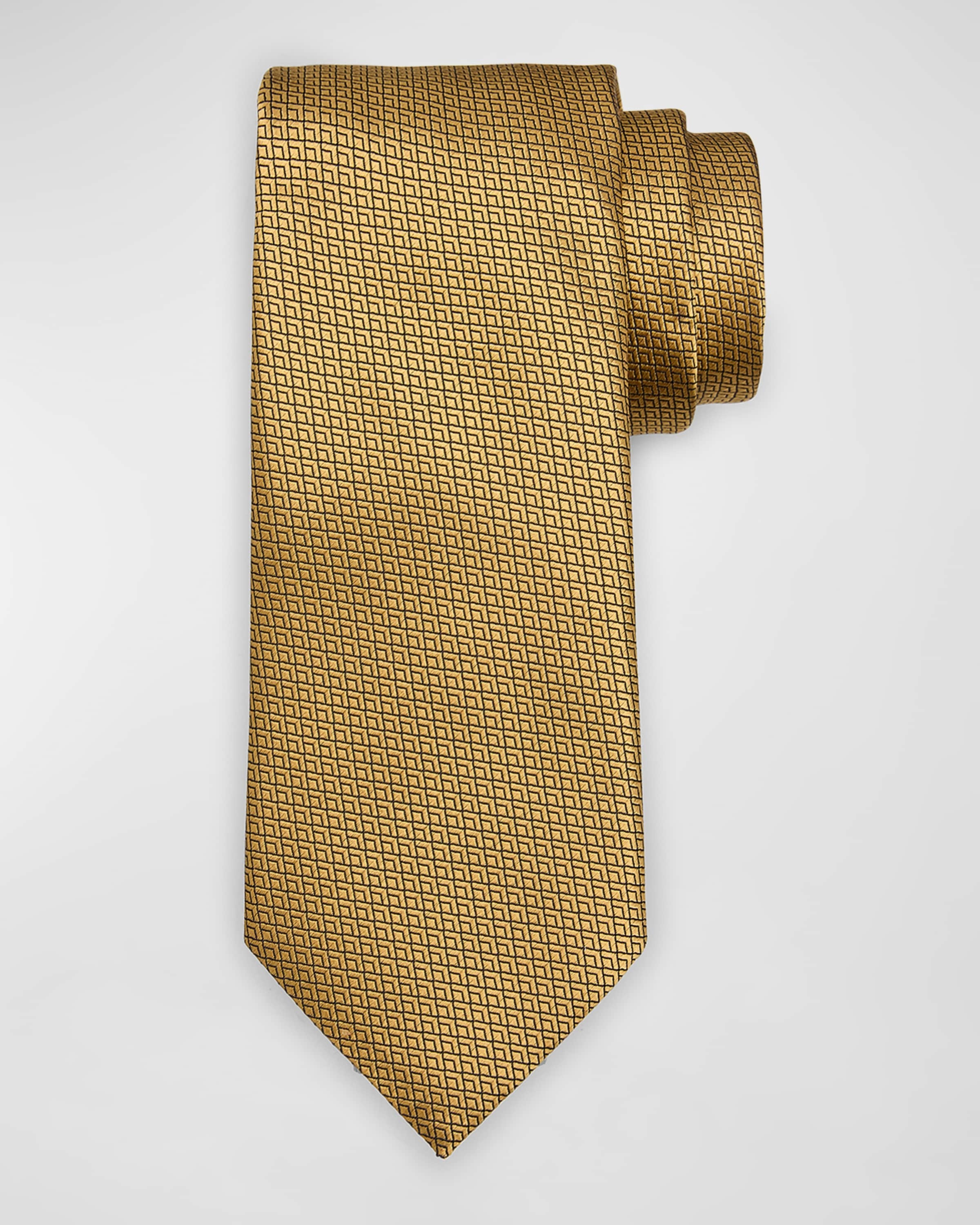 Men's Woven Triangle Silk Tie - 1