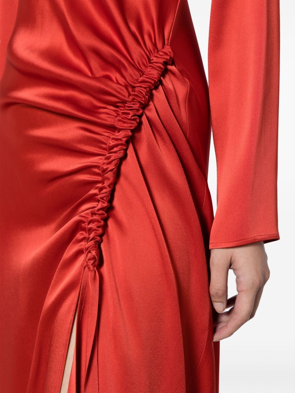 ruched-detail satin gown - 5
