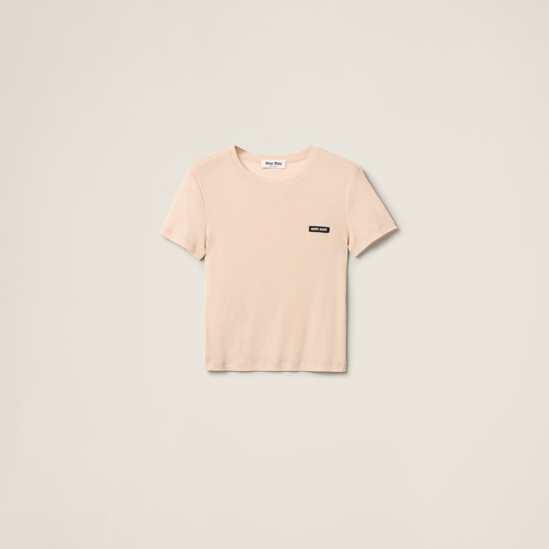 Garment-dyed ribbed knit jersey T-shirt 1