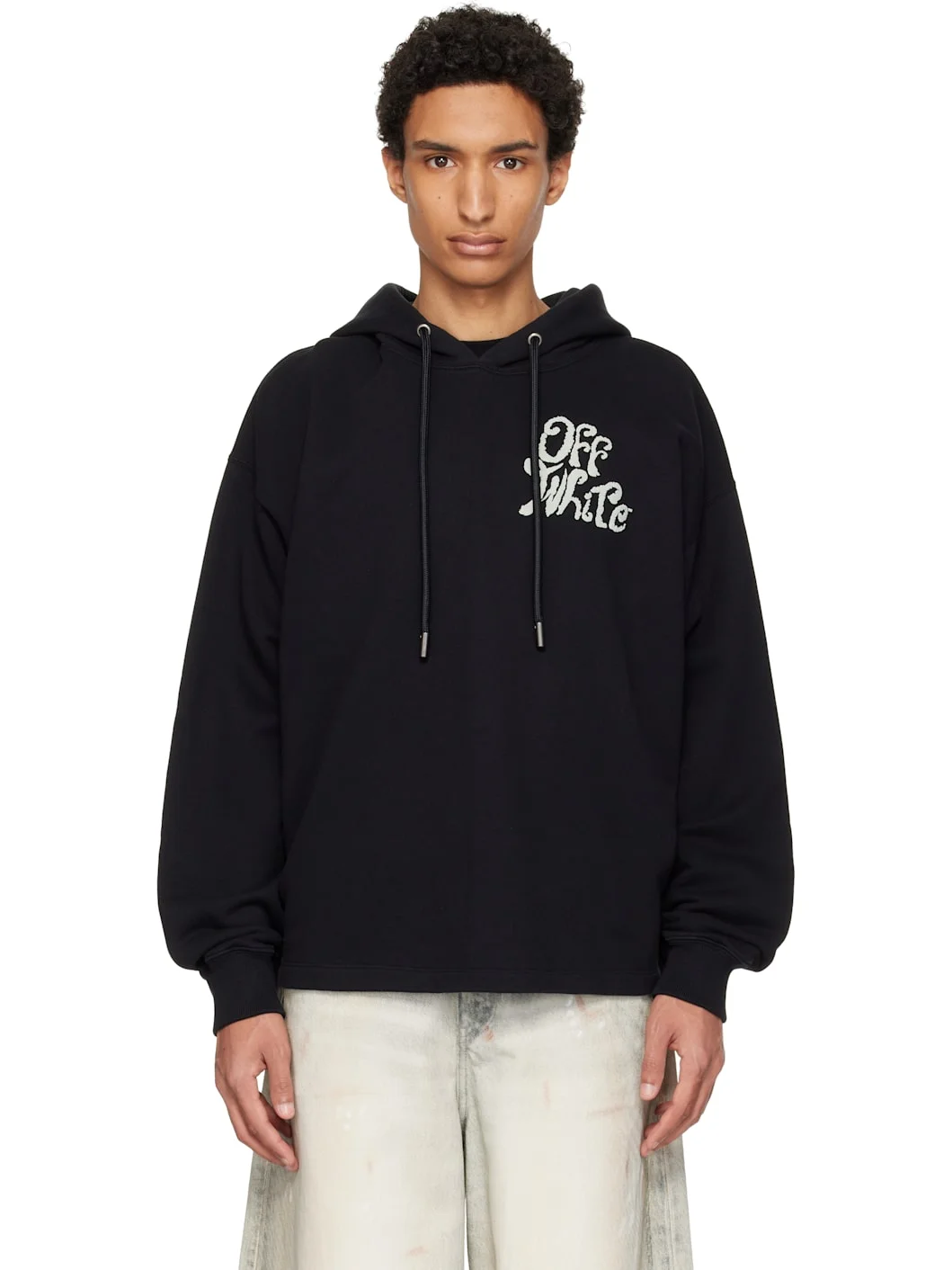 Black Grass Ink Logo Loose Hoodie - 1