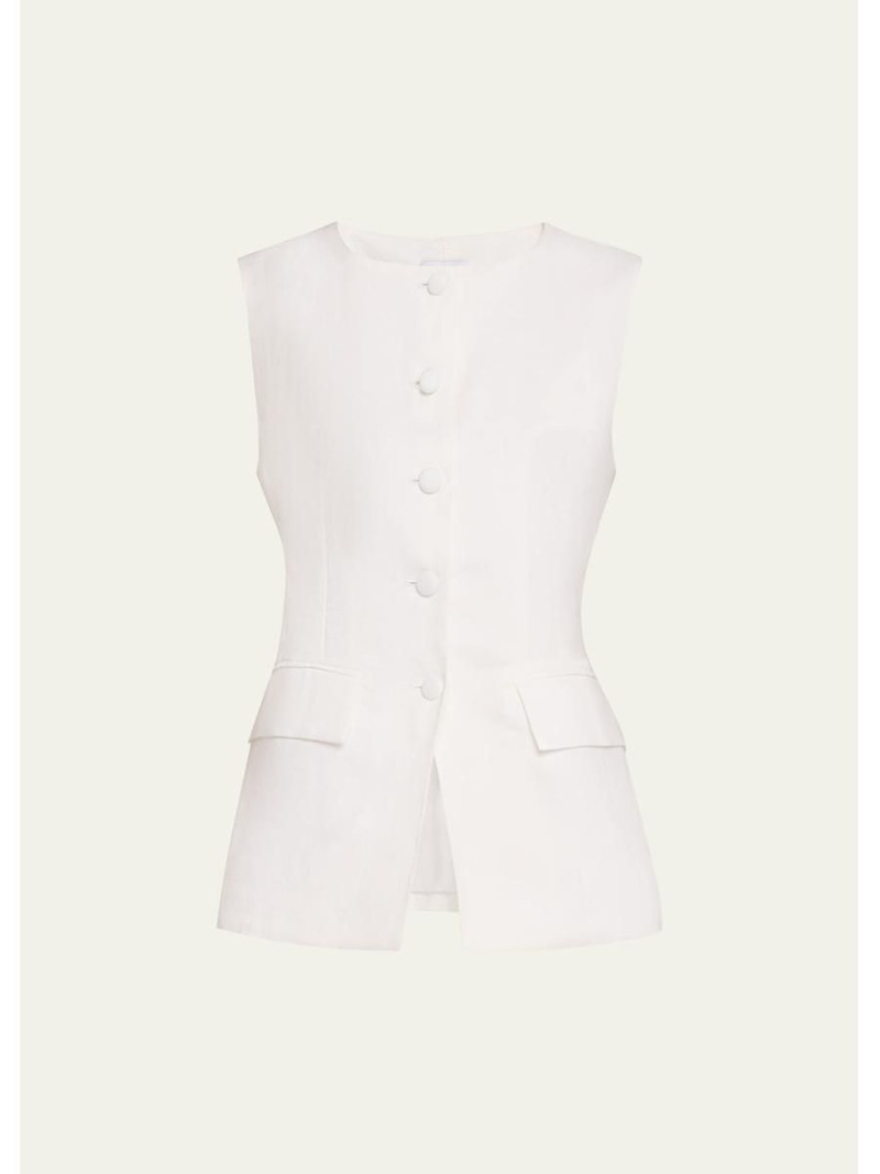 Button-Front Linen Vest 1