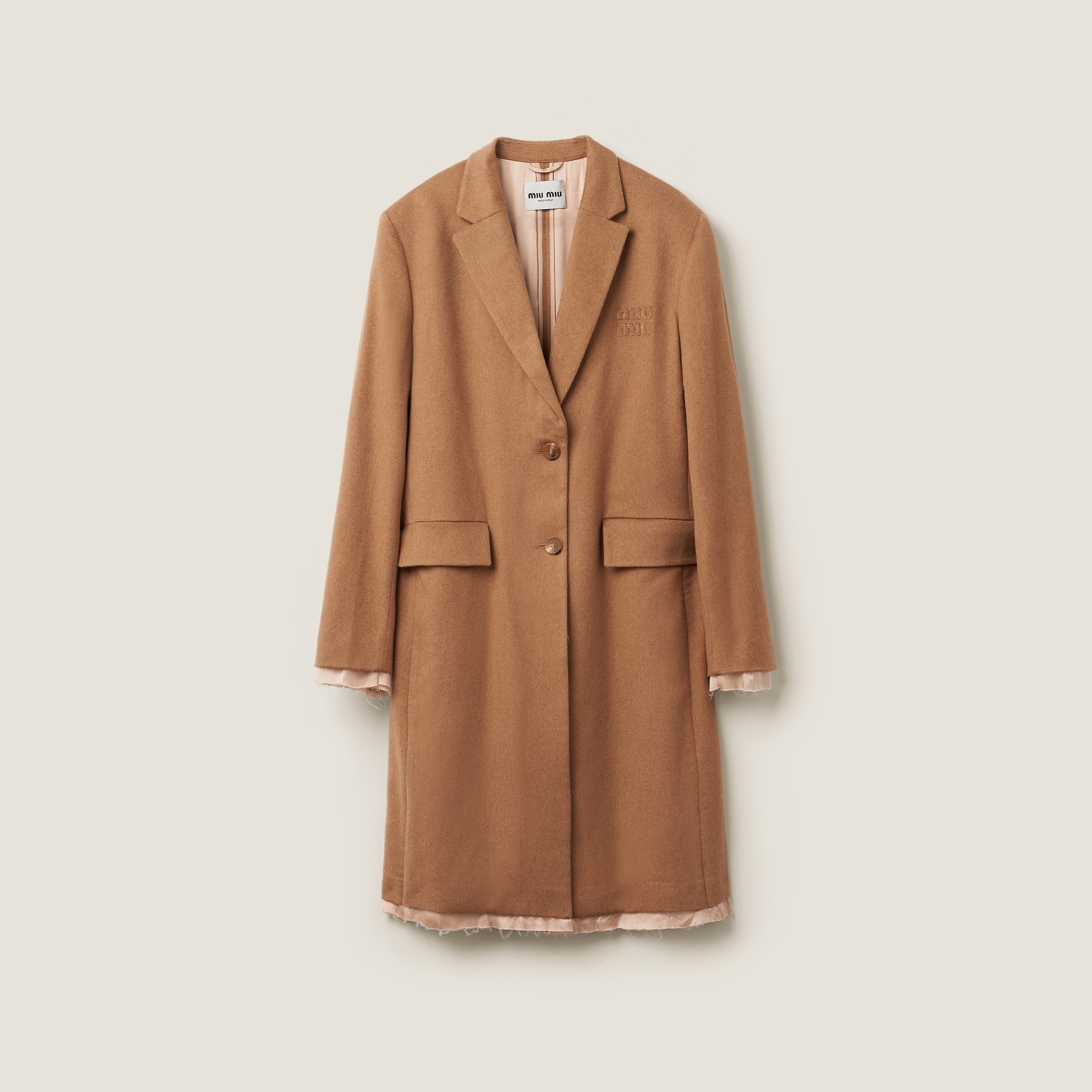 TOV MIMI M （camel） Miu Miu Single-breasted velour camel hair coat | REVERSIBLE