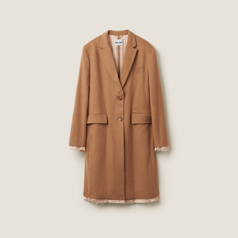 Single-breasted velour camel hair coat 1