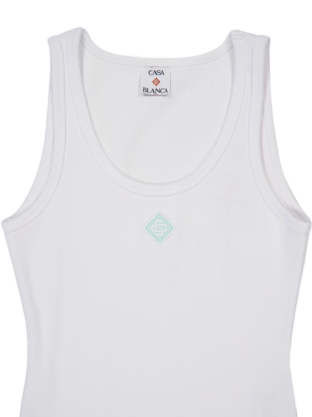 ribbed logo-plaque tank top - 3