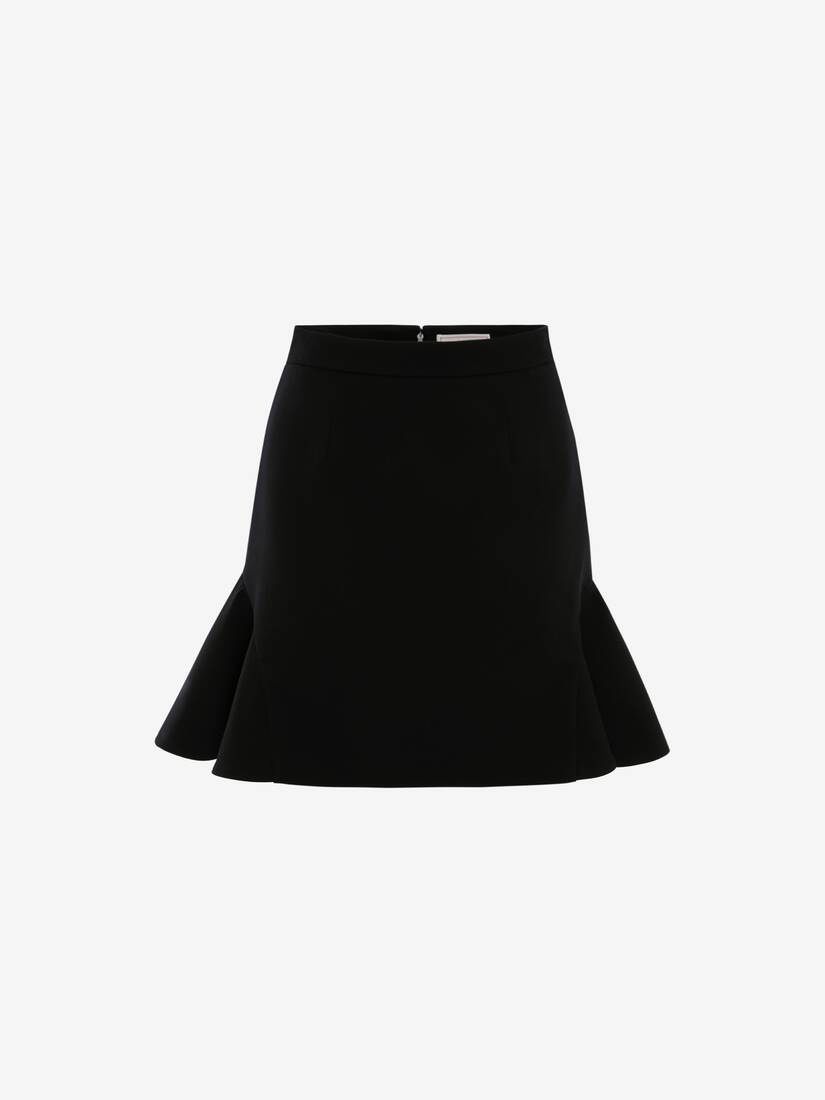 Wool Kickback Mini Skirt in Black - 1