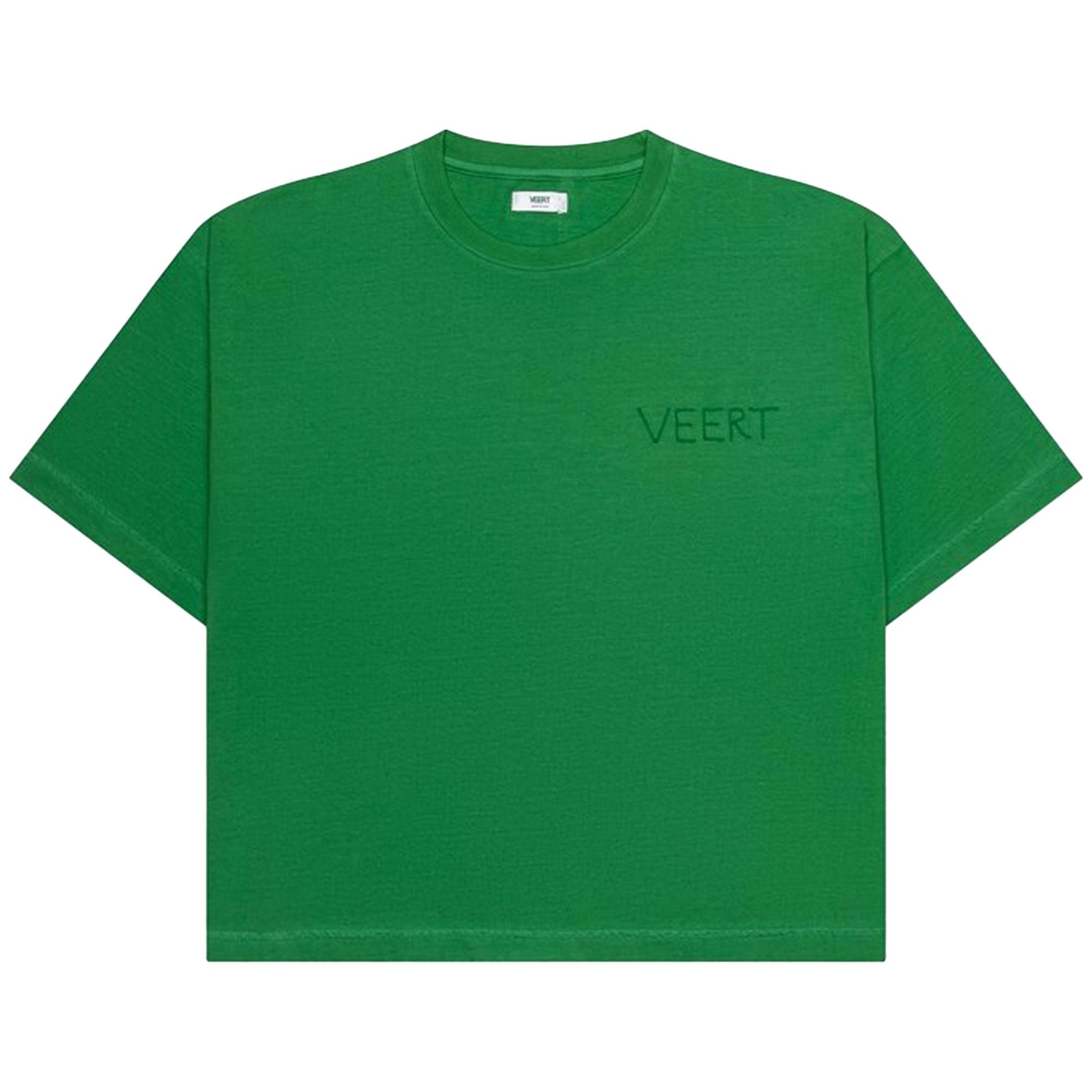 VEERT Handwritten Embroidered T-Shirt 'Green' - 1