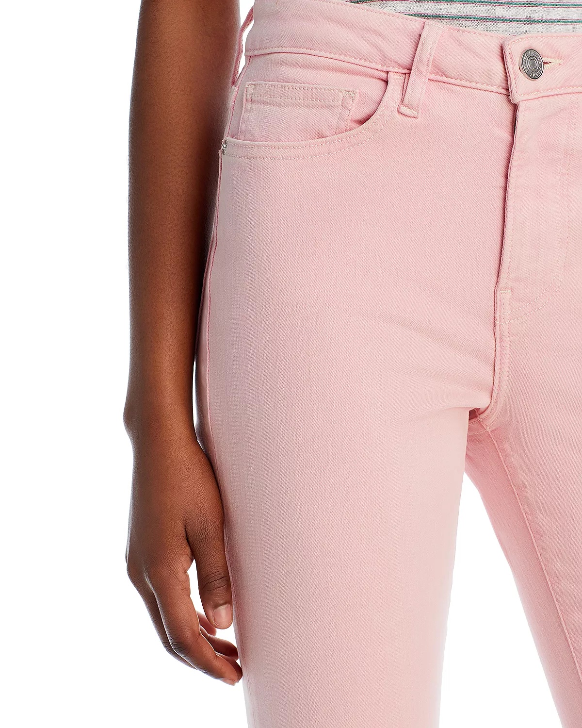 Le Crop High Rise Cropped Mini Bootcut Jeans in Washed Dusty Pink - 5