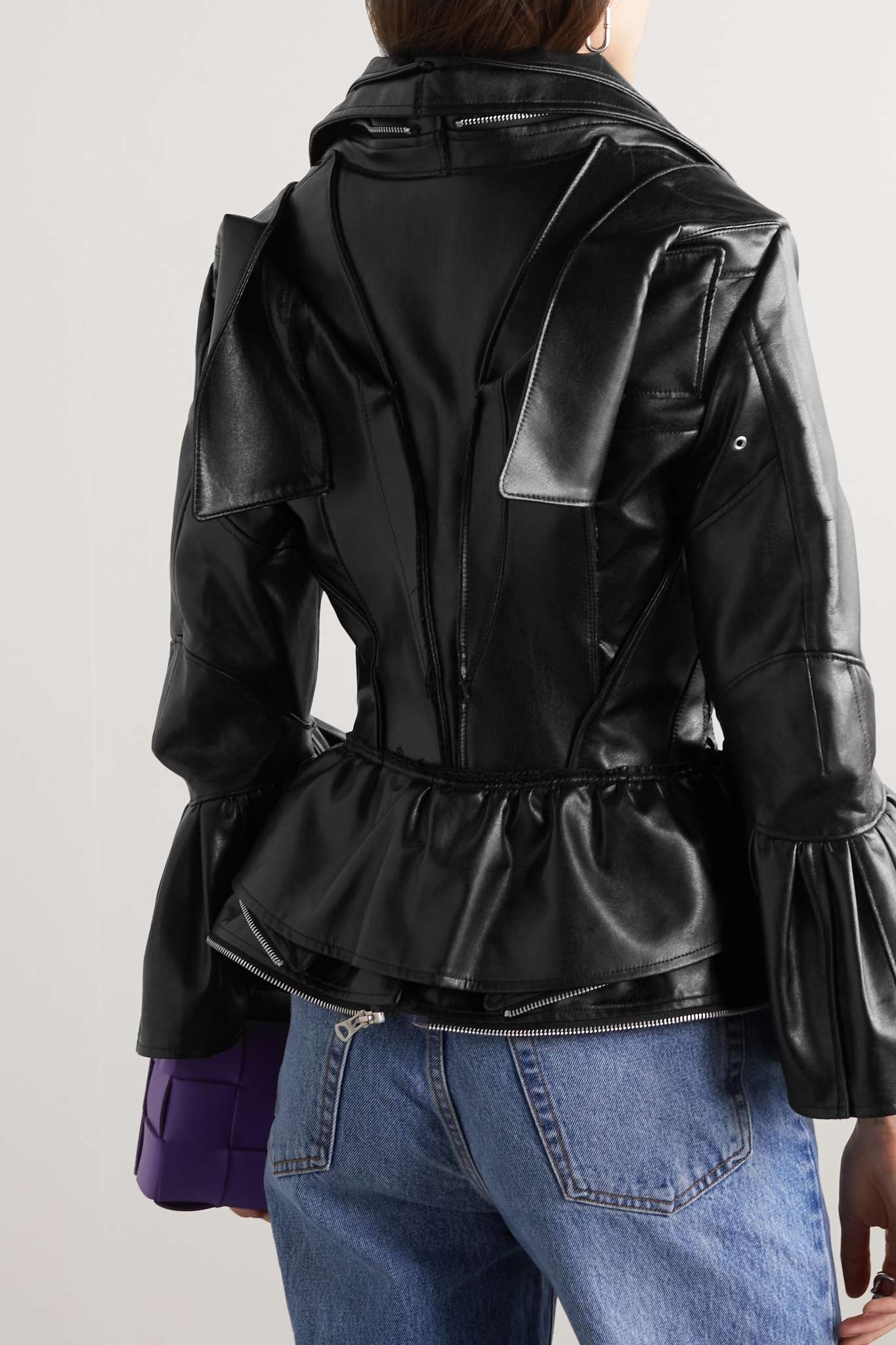 Belted faux leather biker jacket - 3