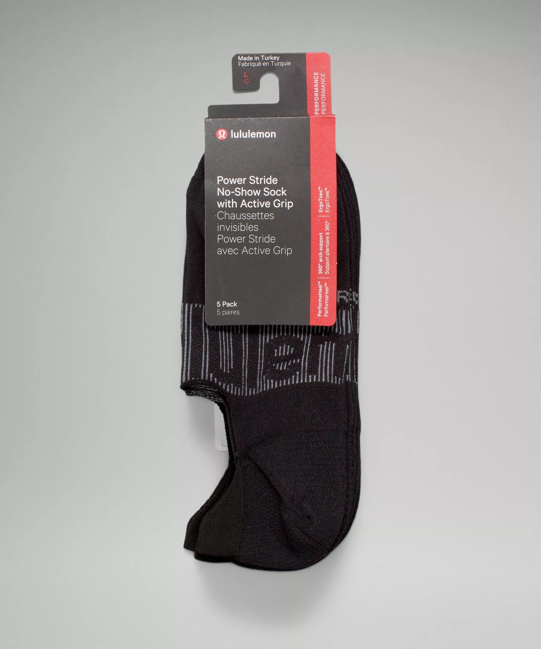 Men's Power Stride No-Show Socks with Active Grip *5 Pack - 4
