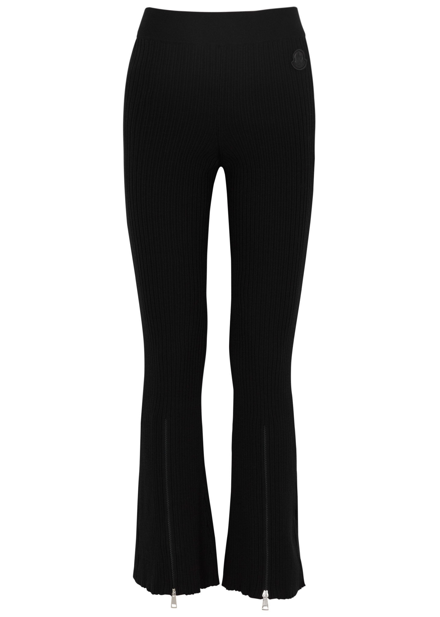 Flared-leg ribbed-knit  trousers - 1
