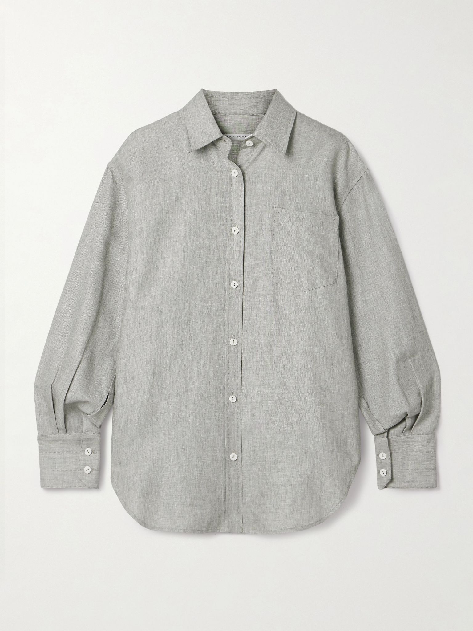 Linen, cotton and wool-blend twill shirt Light gray - 1