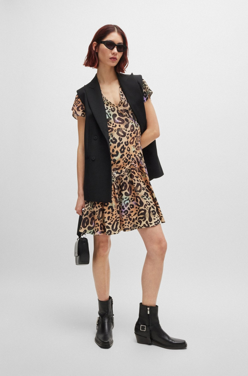 HUGO WRAP-FRONT DRESS IN LEOPARD-PRINT FABRIC outlook