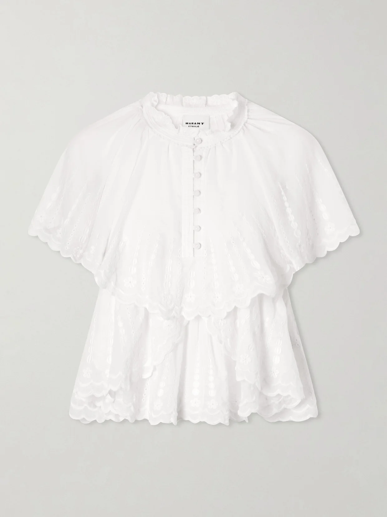 Lorna Ruffled Embroidered Cotton Blouse - 1