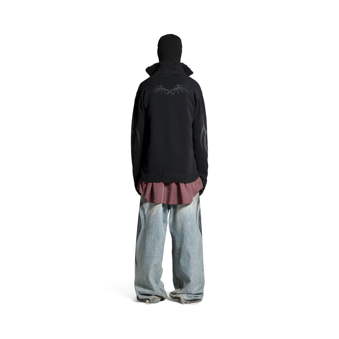 Men's Y2k Zip-up Cardigan in Black - 4