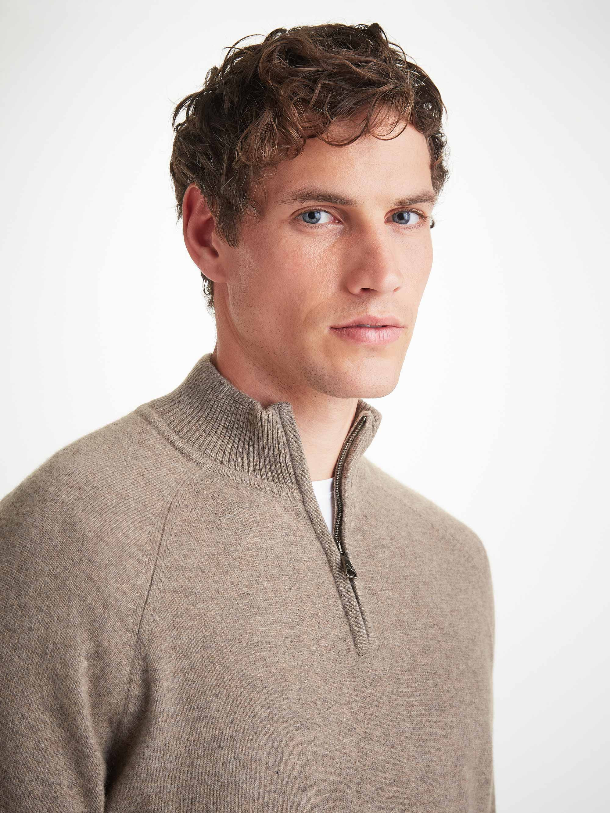 Men's Half-Zip Sweater Finley Cashmere Mole Heather - 5