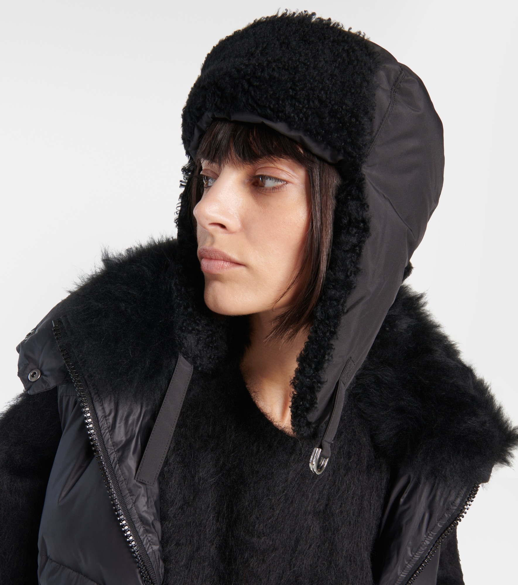 Shearling-trimmed down hat - 2