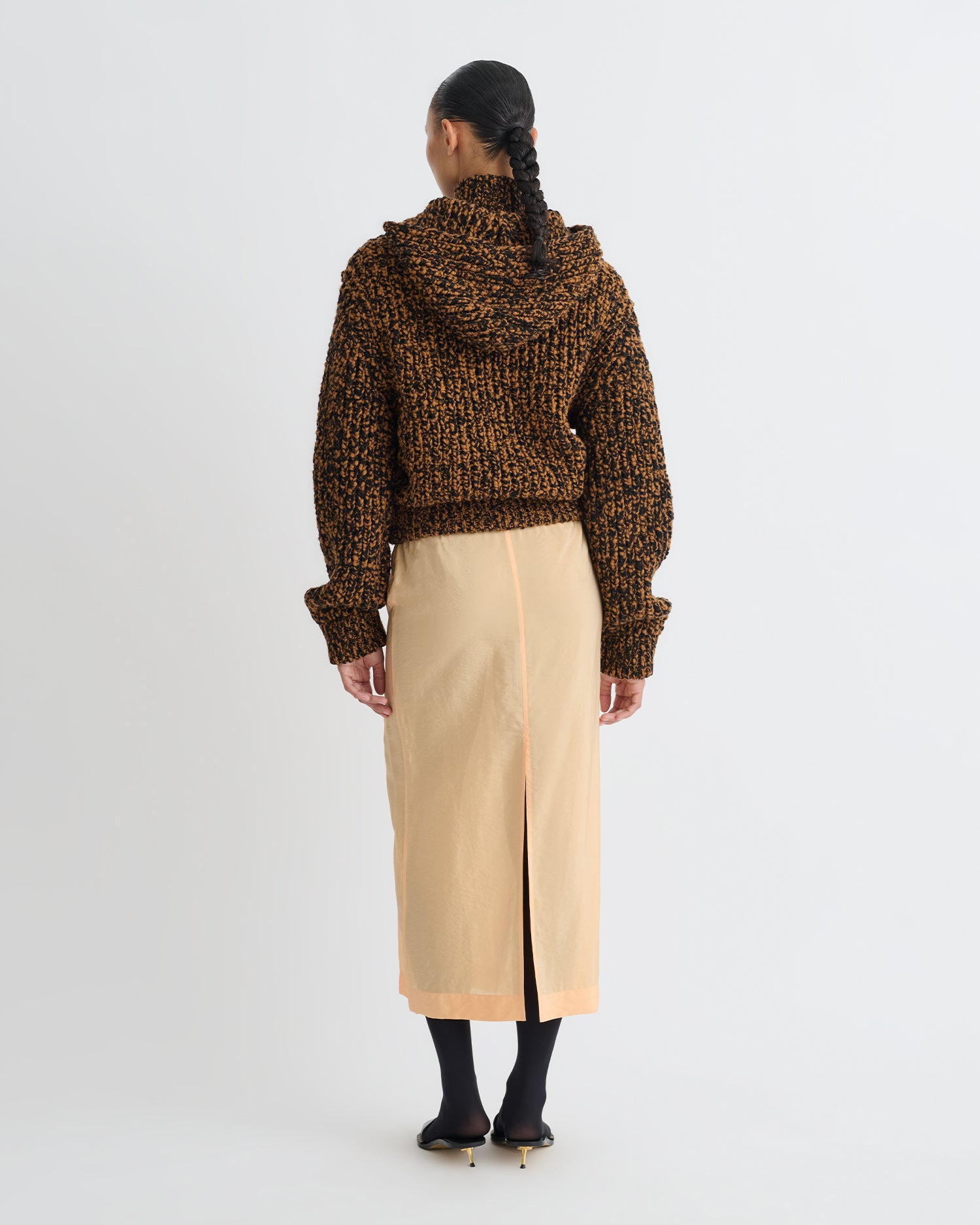 Crepe Organza Mid-Length Skirt - 3