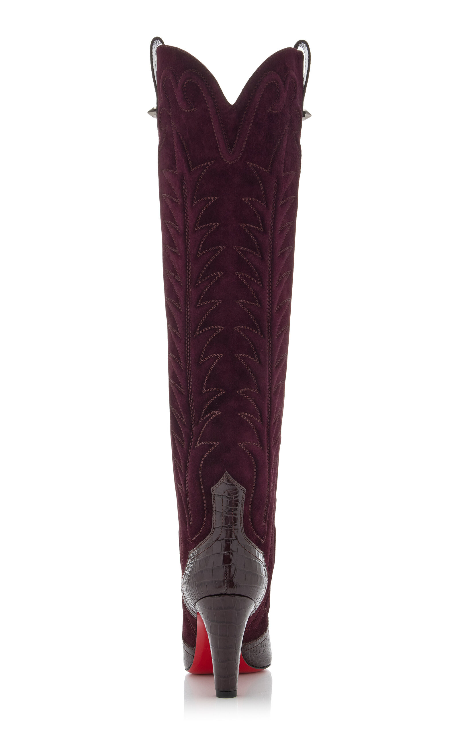 Santia 85mm Western Suede Knee Boots burgundy - 5