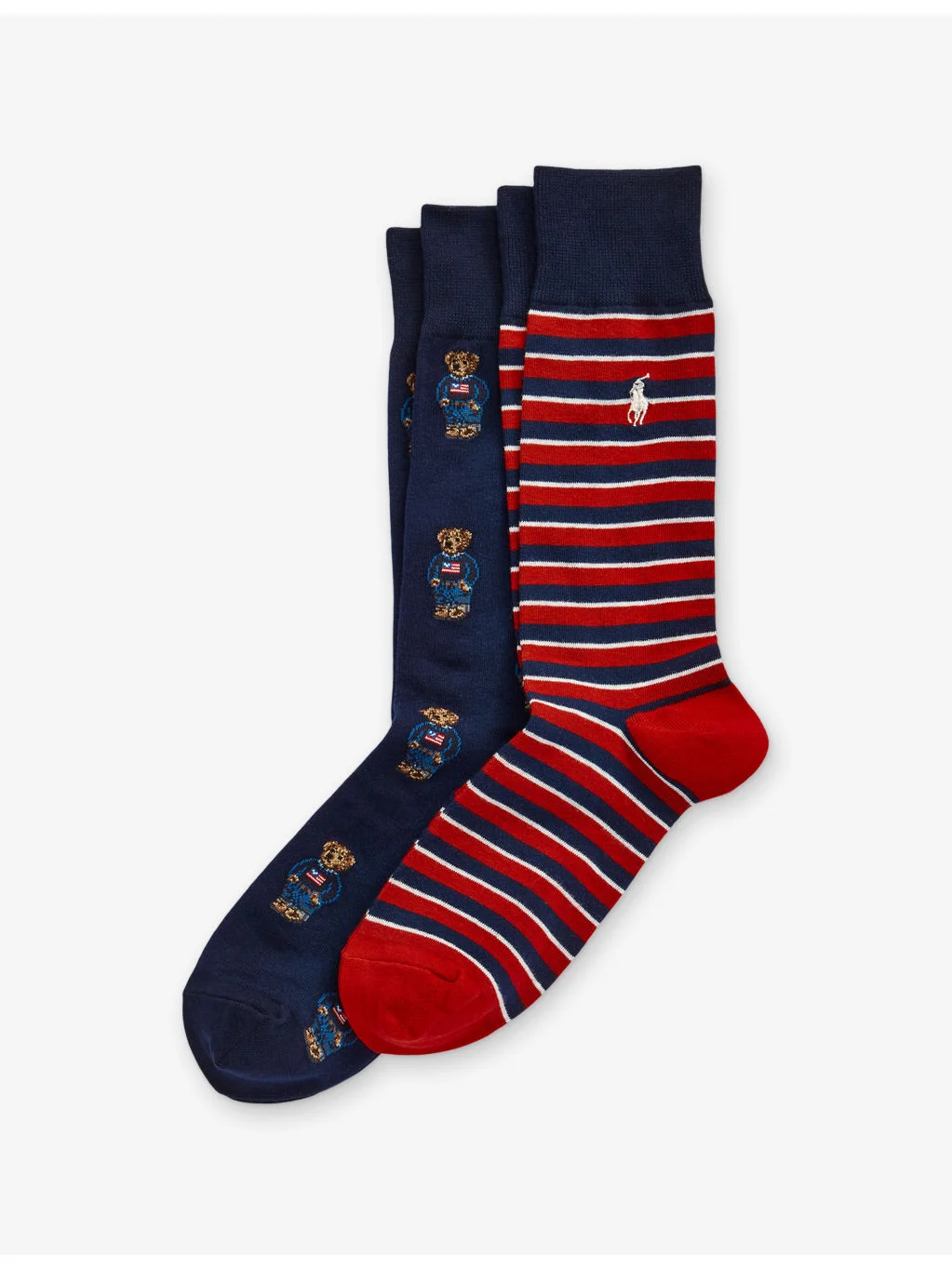 Branded Stretch Cotton-Blend Socks Pack of Two - 1