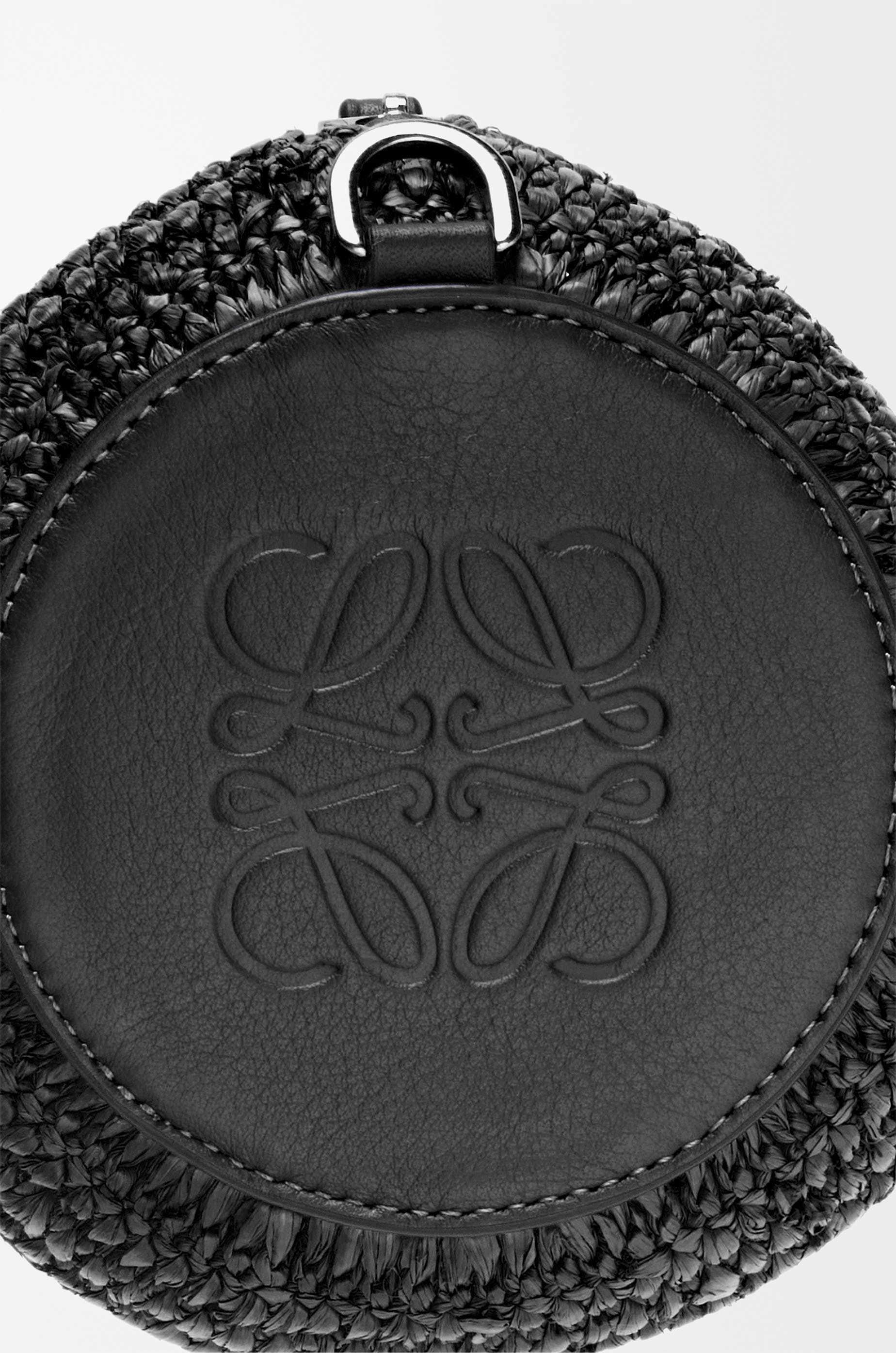 Bracelet pouch in raffia and calfskin - 5