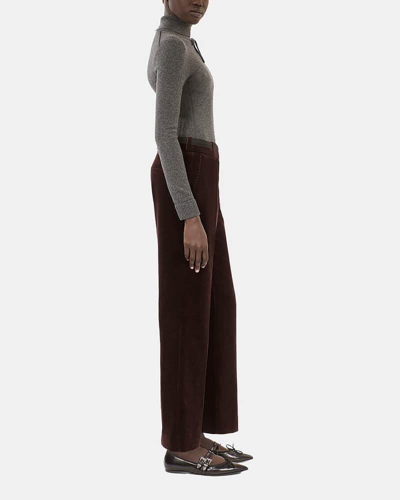 BROWN CORDUROY STRAIGHT-LEG TAILORED PANTS 3