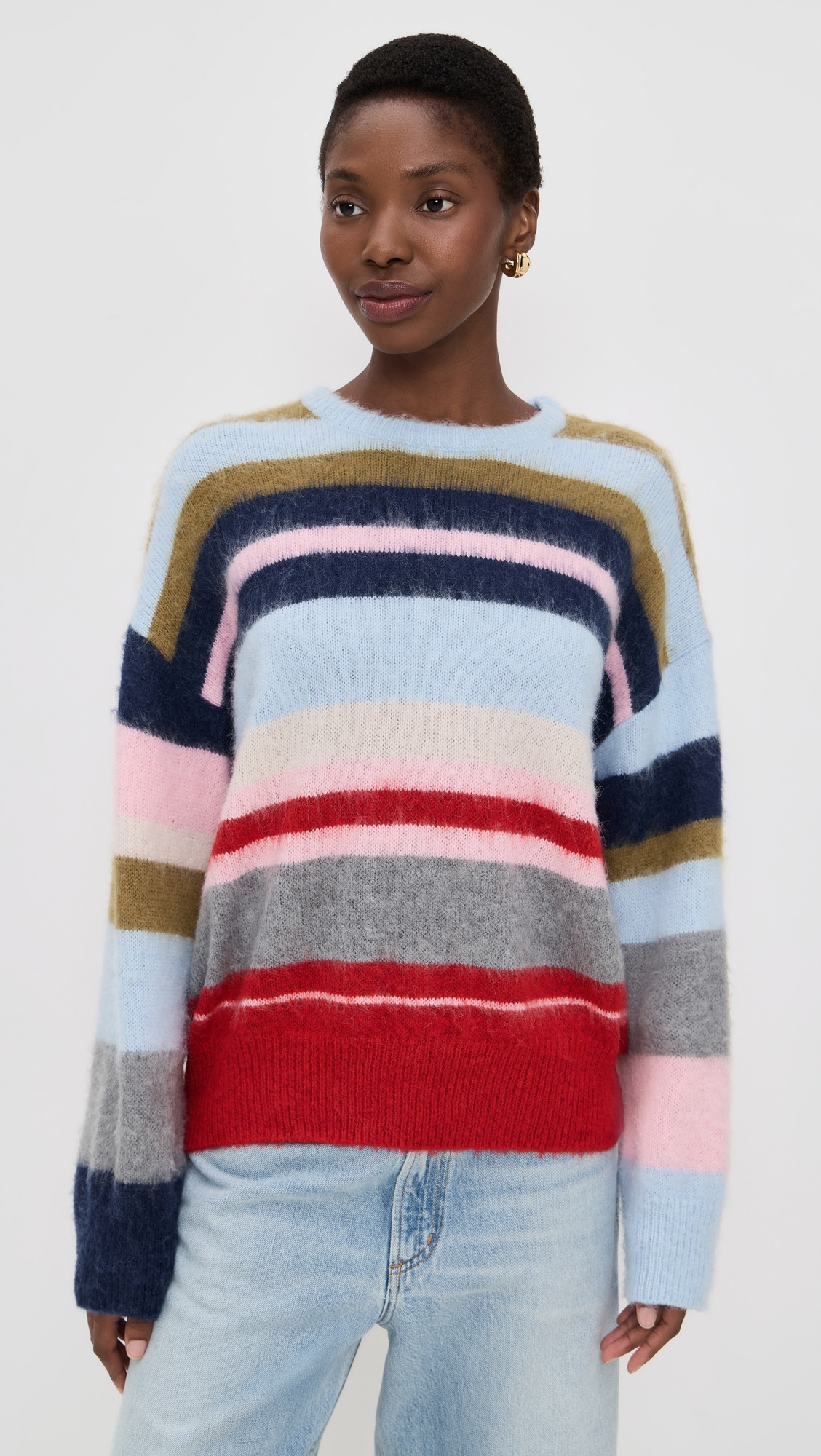 Oversized Stripe Knit Pullover - 6