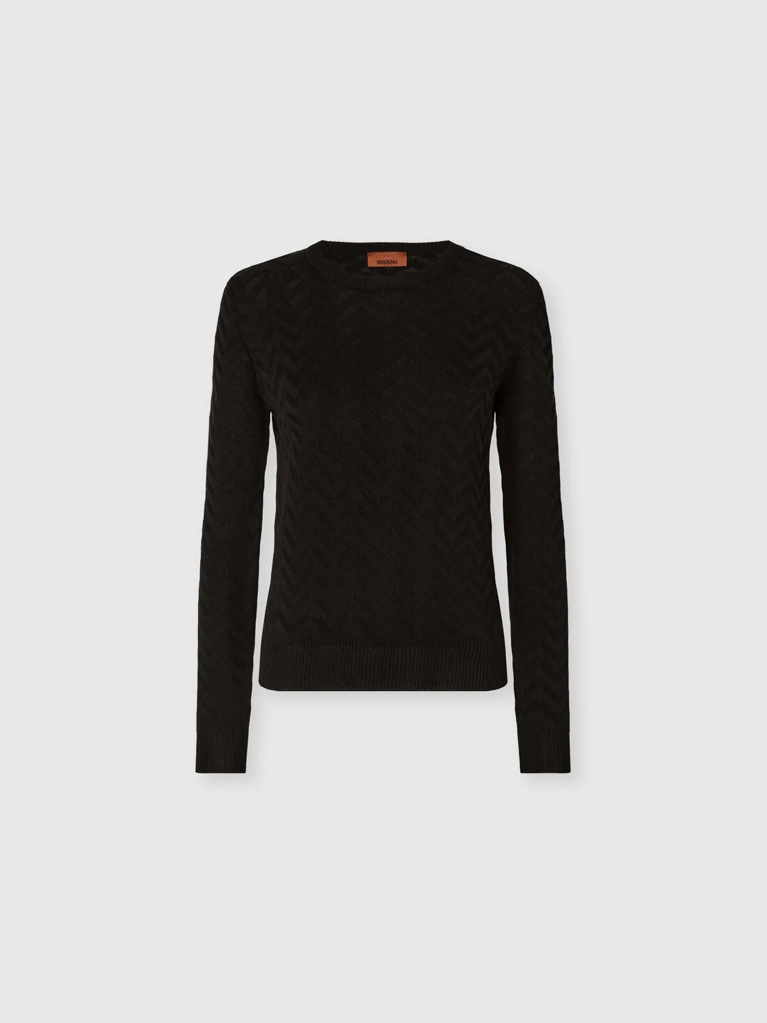 Stretch Chevron Cotton and Viscose Crewneck Sweater - 1