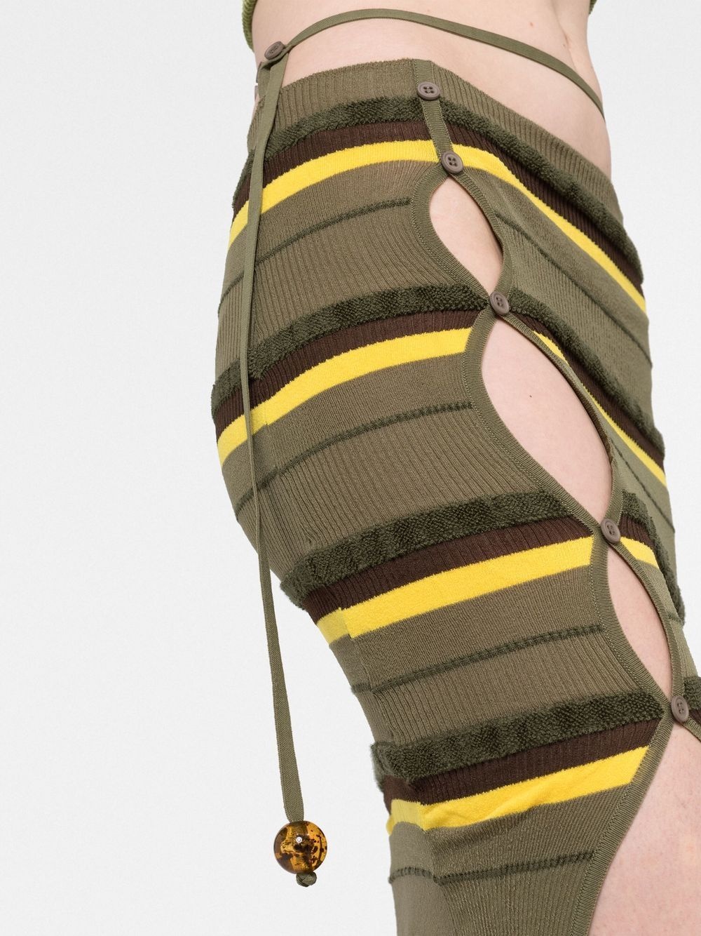 ribbed-knit striped midi skirt - 3