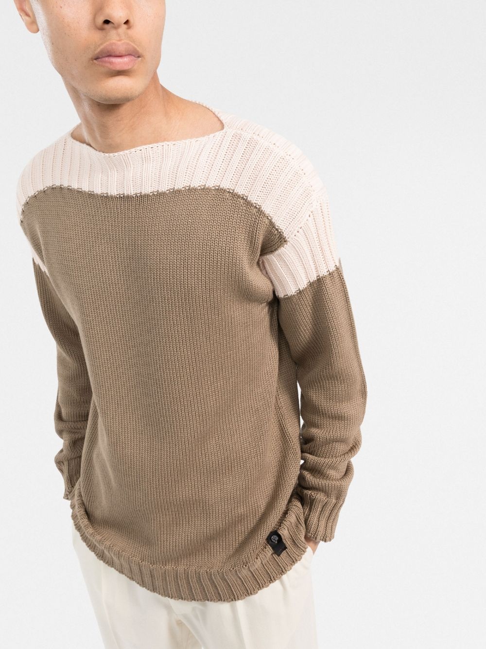 two-tone intarsia-knit jumper - 3
